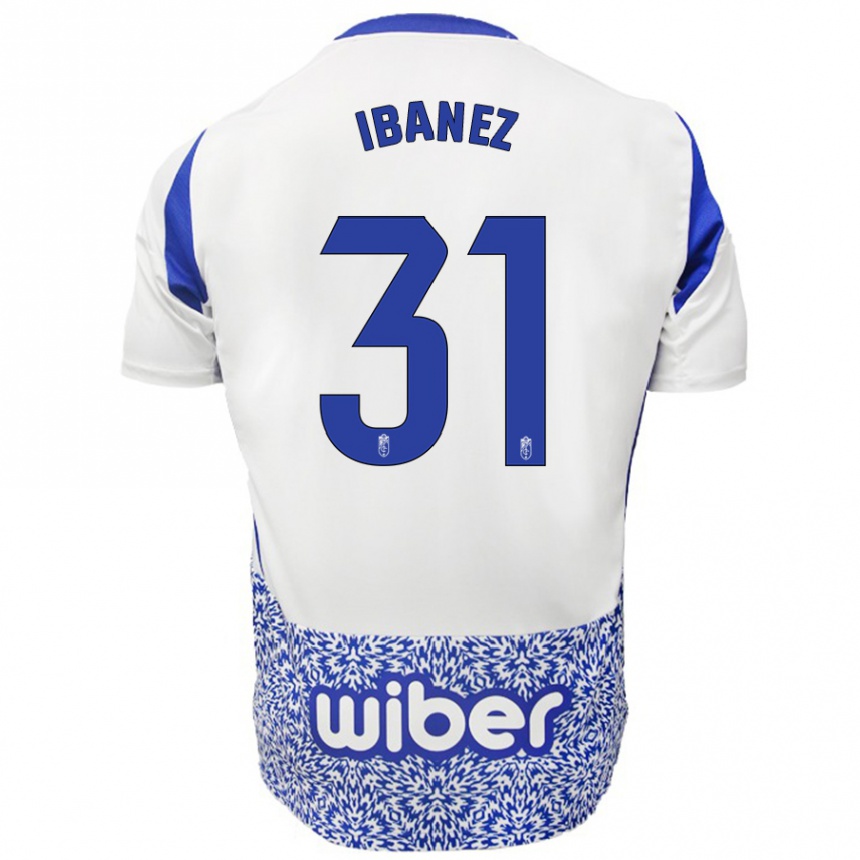 Enfant Football Maillot Alba Ibáñez #31 Blanc Bleu Tenues Extérieur 2024/25