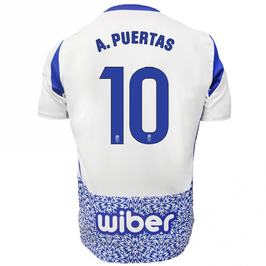 Enfant Football Maillot Antonio Puertas #10 Blanc Bleu Tenues Extérieur 2024/25