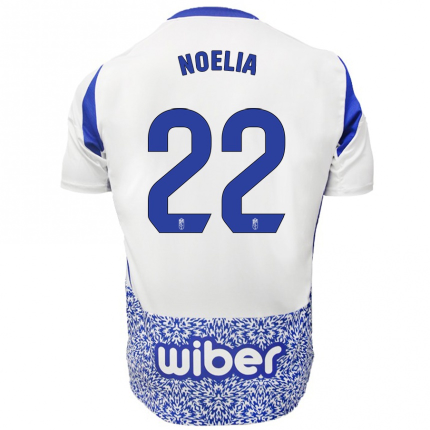 Enfant Football Maillot Noelia Salas Mullens #22 Blanc Bleu Tenues Extérieur 2024/25