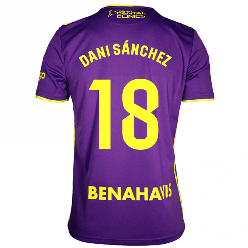 Enfant Football Maillot Dani Sánchez #18 Violet Jaune Tenues Extérieur 2024/25