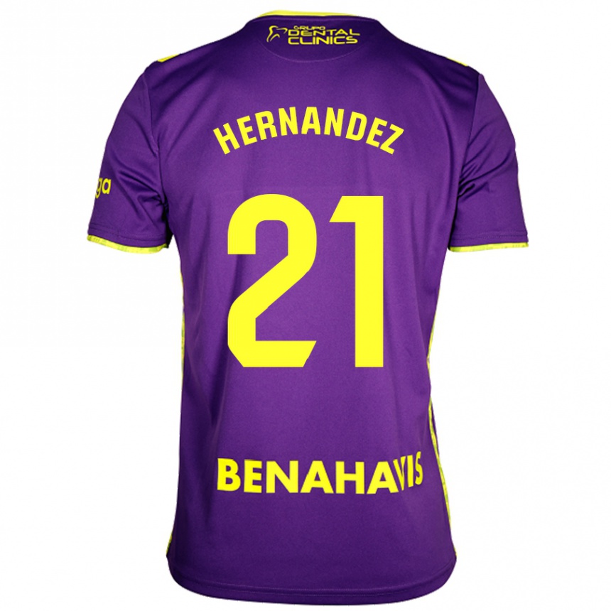 Enfant Football Maillot Juan Hernández #21 Violet Jaune Tenues Extérieur 2024/25