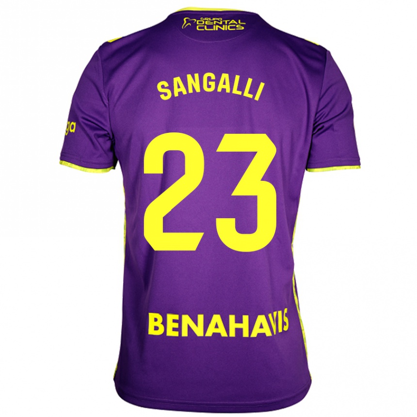 Enfant Football Maillot Luca Sangalli #23 Violet Jaune Tenues Extérieur 2024/25