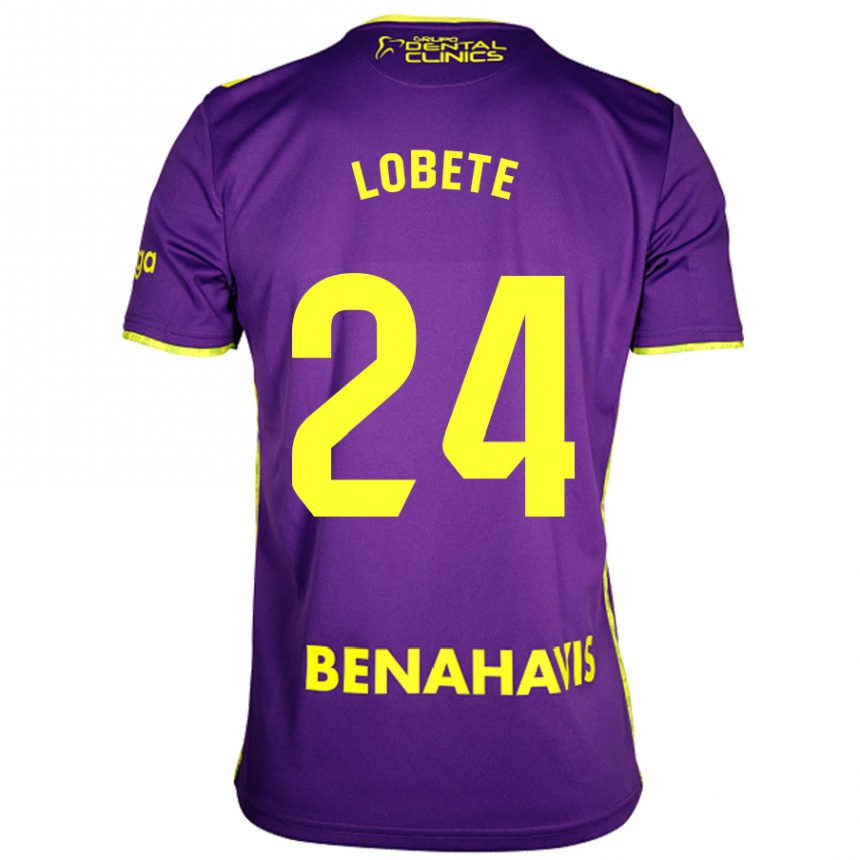 Enfant Football Maillot Julen Lobete #24 Violet Jaune Tenues Extérieur 2024/25