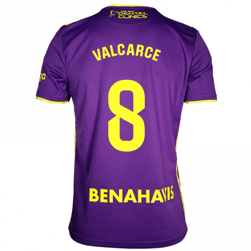 Enfant Football Maillot Alejandro Valcarce #8 Violet Jaune Tenues Extérieur 2024/25