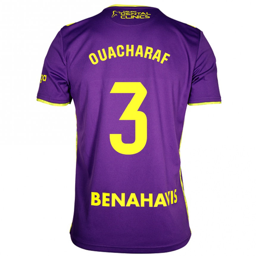 Enfant Football Maillot Bilal Ouacharaf #3 Violet Jaune Tenues Extérieur 2024/25