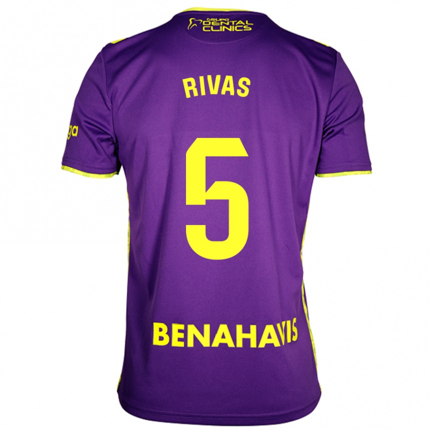 Enfant Football Maillot Juande Rivas #5 Violet Jaune Tenues Extérieur 2024/25