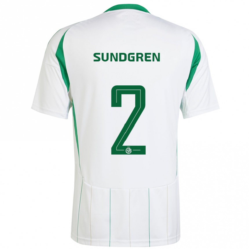 Enfant Football Maillot Daniel Sundgren #2 Blanc Vert Tenues Extérieur 2024/25