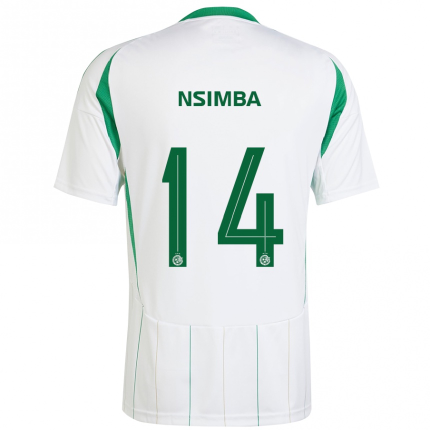 Enfant Football Maillot Vital Nsimba #14 Blanc Vert Tenues Extérieur 2024/25