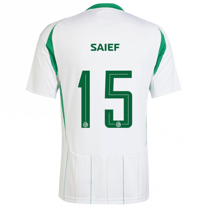 Enfant Football Maillot Kenny Saief #15 Blanc Vert Tenues Extérieur 2024/25