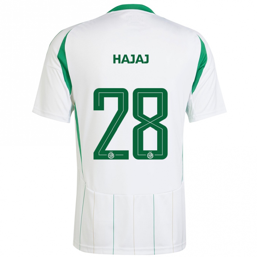 Enfant Football Maillot Ilay Hajaj #28 Blanc Vert Tenues Extérieur 2024/25