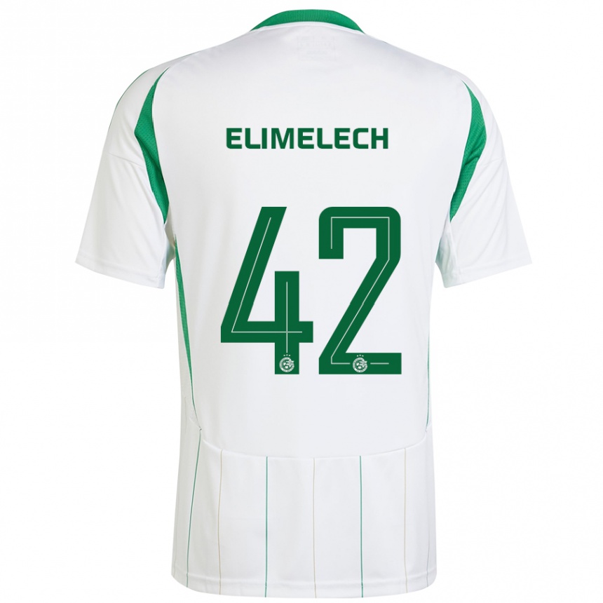 Enfant Football Maillot Roey Elimelech #42 Blanc Vert Tenues Extérieur 2024/25