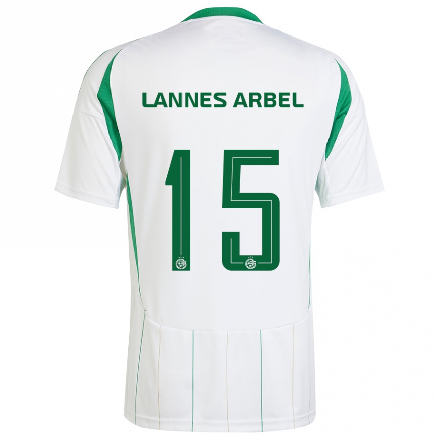 Enfant Football Maillot Tomer Lannes Arbel #15 Blanc Vert Tenues Extérieur 2024/25