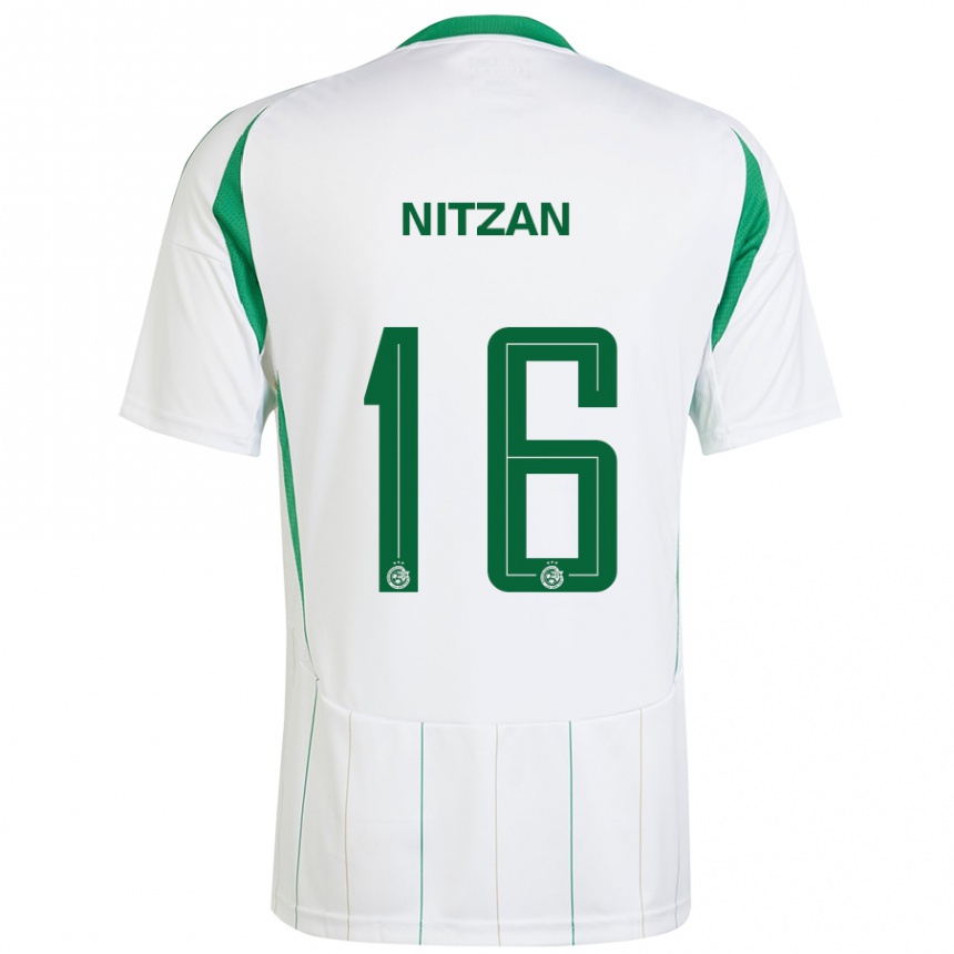 Enfant Football Maillot Itamar Nitzan #16 Blanc Vert Tenues Extérieur 2024/25