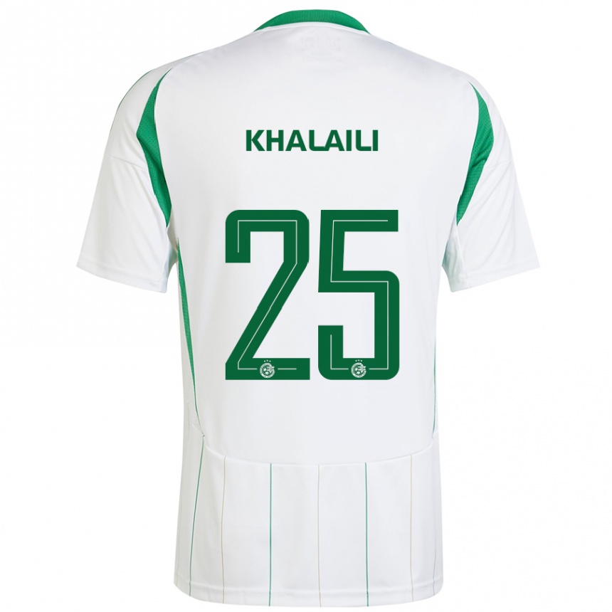 Enfant Football Maillot Anan Khalaili #25 Blanc Vert Tenues Extérieur 2024/25