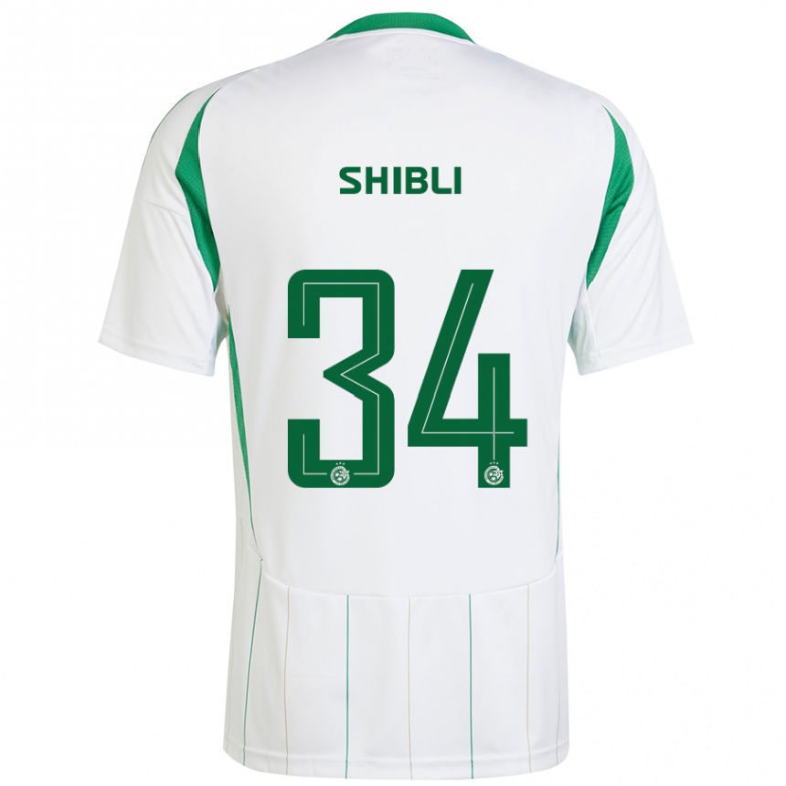 Enfant Football Maillot Hamza Shibli #34 Blanc Vert Tenues Extérieur 2024/25