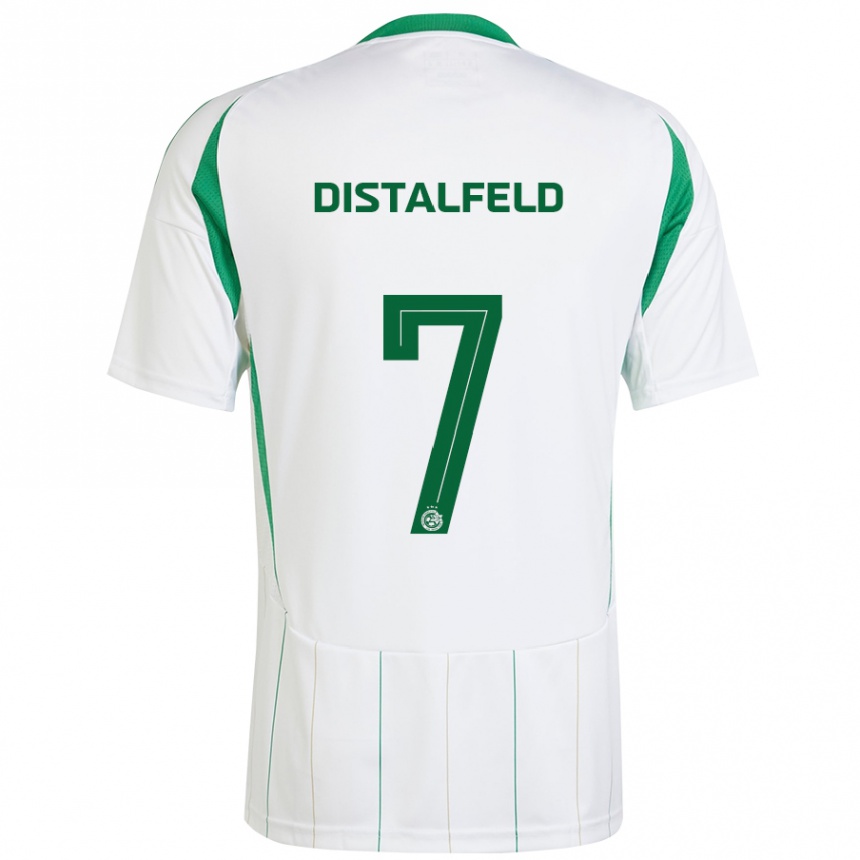 Enfant Football Maillot Yanai Distalfeld #7 Blanc Vert Tenues Extérieur 2024/25