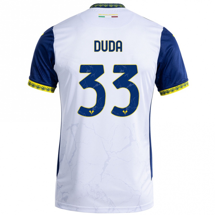 Enfant Football Maillot Ondrej Duda #33 Blanc Bleu Tenues Extérieur 2024/25