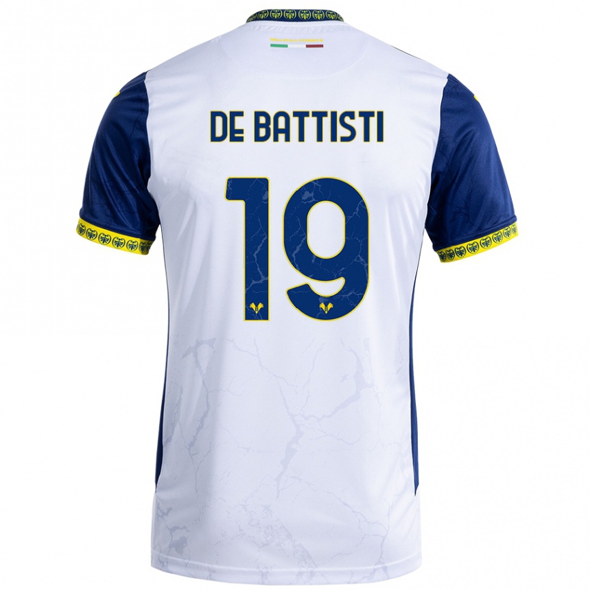 Enfant Football Maillot Davide De Battisti #19 Blanc Bleu Tenues Extérieur 2024/25