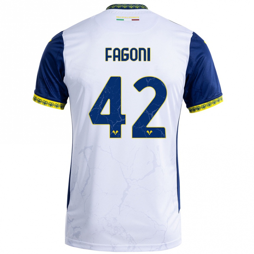 Enfant Football Maillot Marco Fagoni #42 Blanc Bleu Tenues Extérieur 2024/25