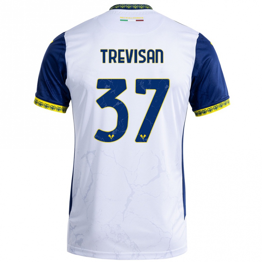 Enfant Football Maillot Michael Trevisan #37 Blanc Bleu Tenues Extérieur 2024/25