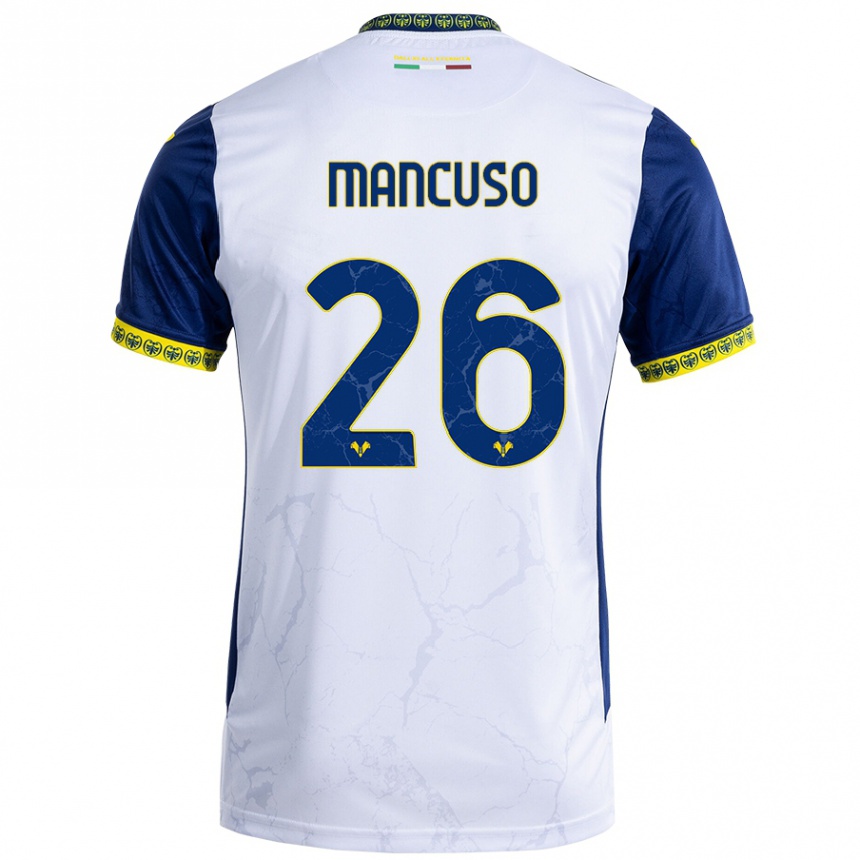 Enfant Football Maillot Giulia Mancuso #26 Blanc Bleu Tenues Extérieur 2024/25