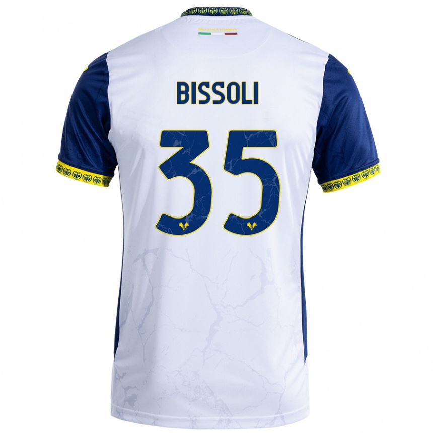 Enfant Football Maillot Noemí Bissoli #35 Blanc Bleu Tenues Extérieur 2024/25