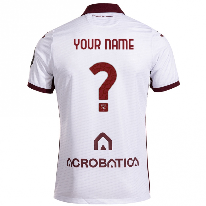 Enfant Football Maillot Votre Nom #0 Blanc Marron Tenues Extérieur 2024/25