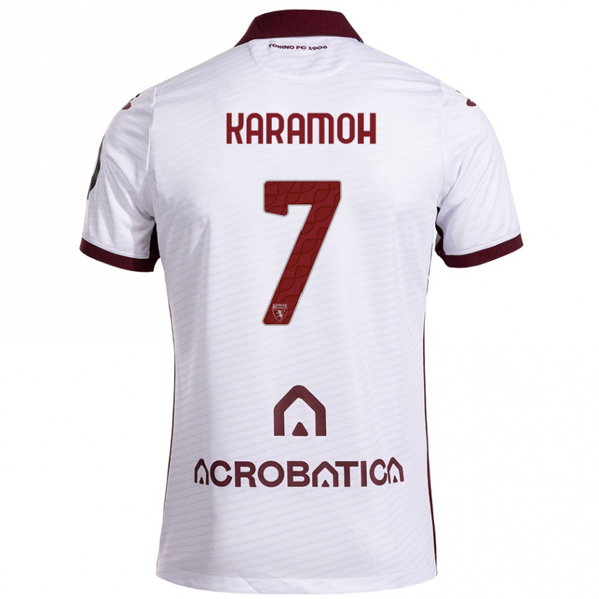 Enfant Football Maillot Yann Karamoh #7 Blanc Marron Tenues Extérieur 2024/25