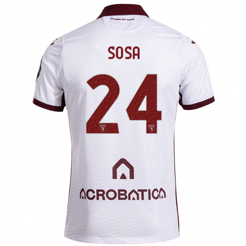 Enfant Football Maillot Borna Sosa #24 Blanc Marron Tenues Extérieur 2024/25