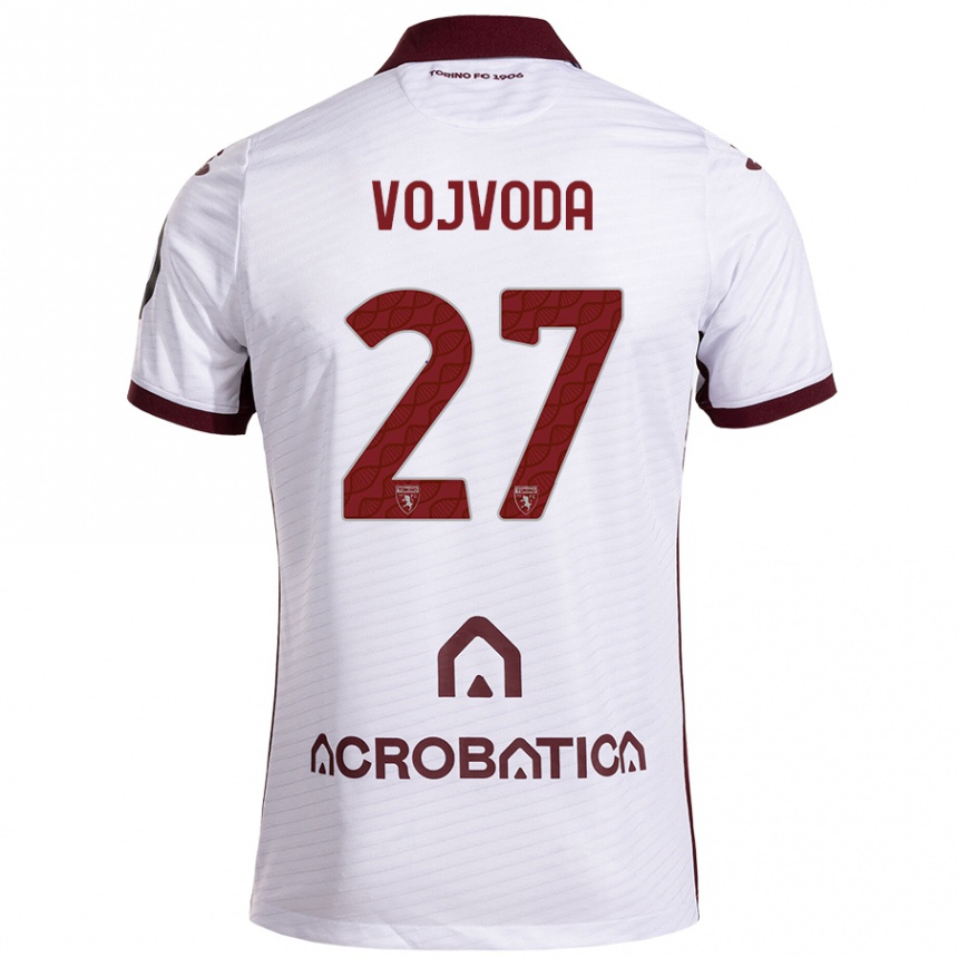 Enfant Football Maillot Mërgim Vojvoda #27 Blanc Marron Tenues Extérieur 2024/25