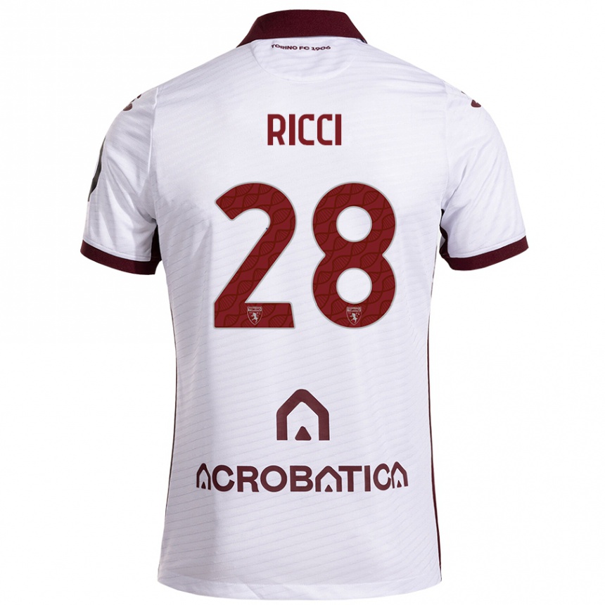 Enfant Football Maillot Samuele Ricci #28 Blanc Marron Tenues Extérieur 2024/25