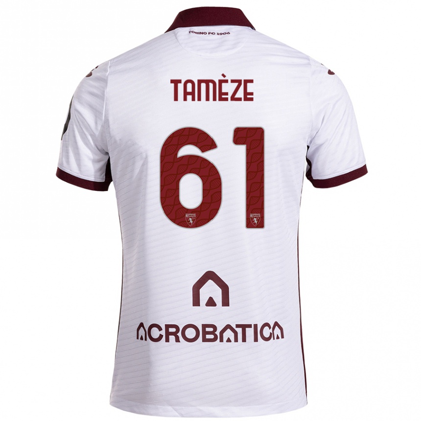 Enfant Football Maillot Adrien Tamèze #61 Blanc Marron Tenues Extérieur 2024/25