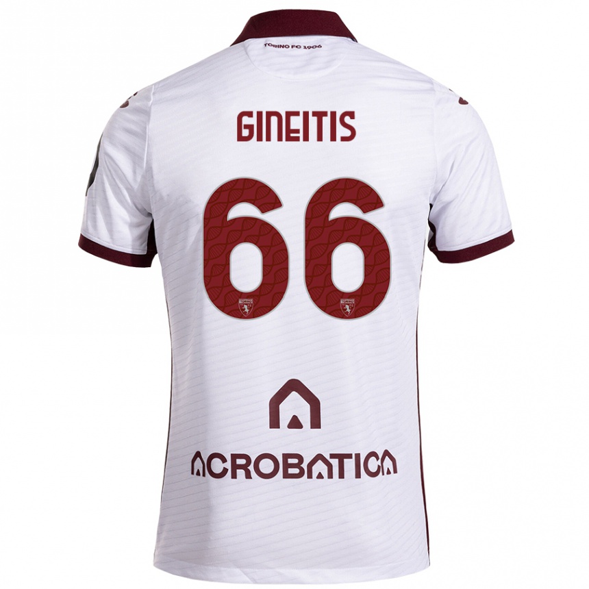 Enfant Football Maillot Gvidas Gineitis #66 Blanc Marron Tenues Extérieur 2024/25