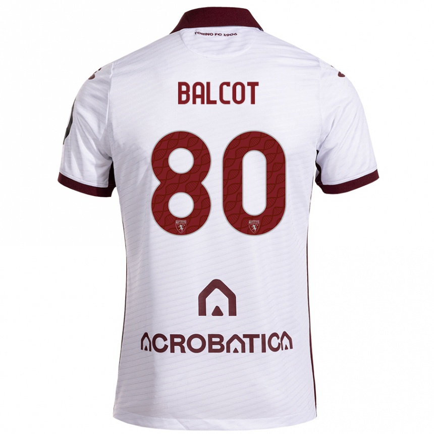 Enfant Football Maillot Côme Bianay Balcot #80 Blanc Marron Tenues Extérieur 2024/25