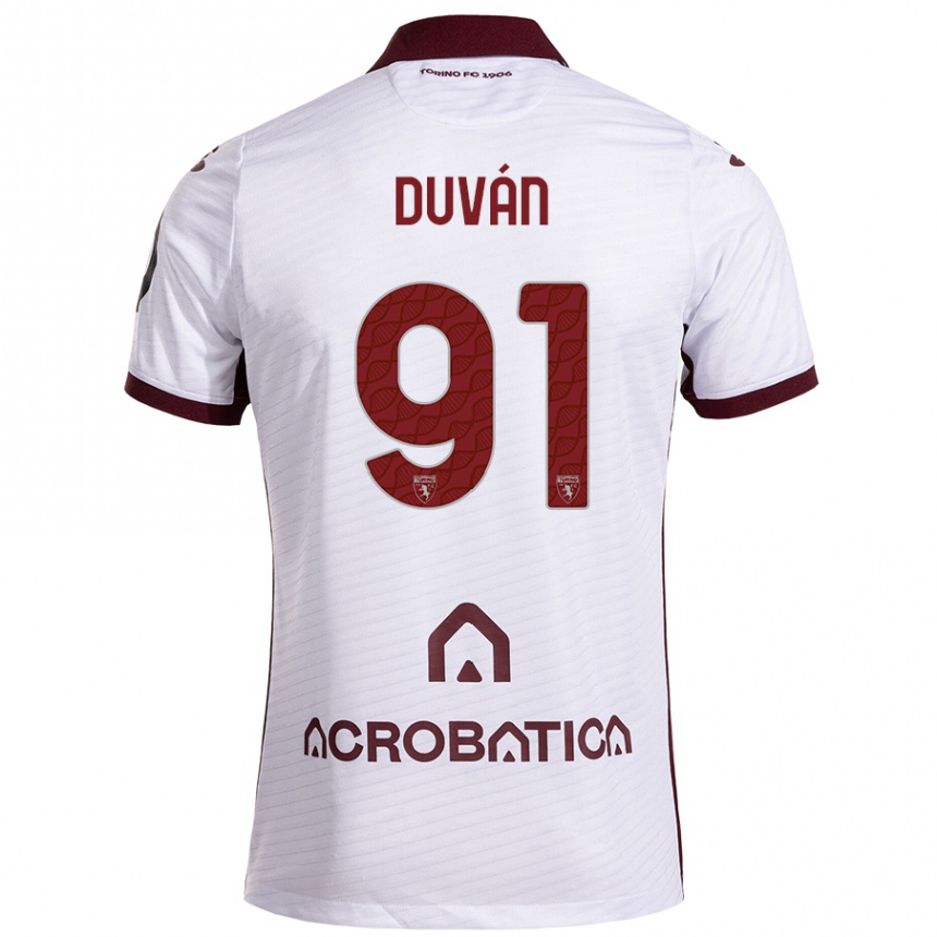 Enfant Football Maillot Duván Zapata #91 Blanc Marron Tenues Extérieur 2024/25