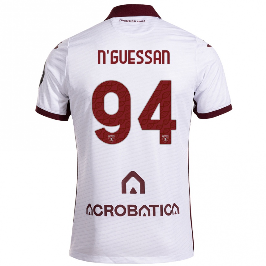 Enfant Football Maillot Ange Caumenan N'guessan #94 Blanc Marron Tenues Extérieur 2024/25