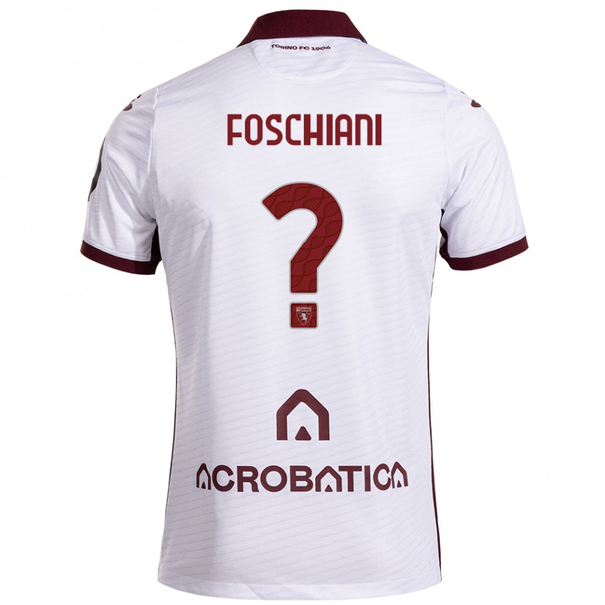 Enfant Football Maillot Francesco Foschiani #0 Blanc Marron Tenues Extérieur 2024/25