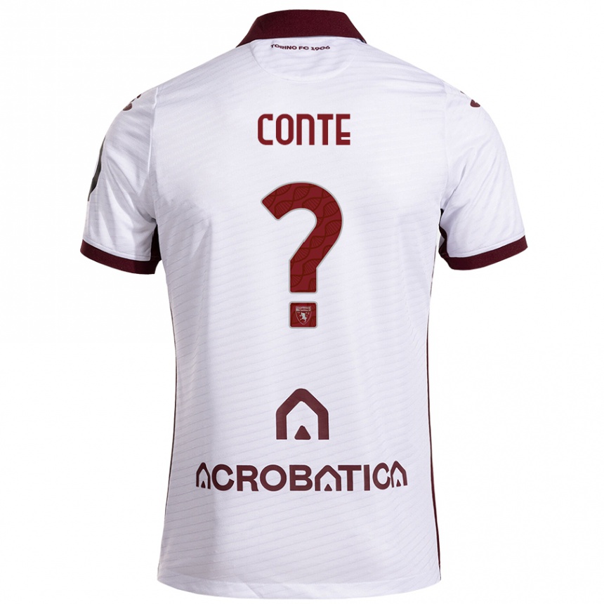 Enfant Football Maillot Gioele Conte #0 Blanc Marron Tenues Extérieur 2024/25