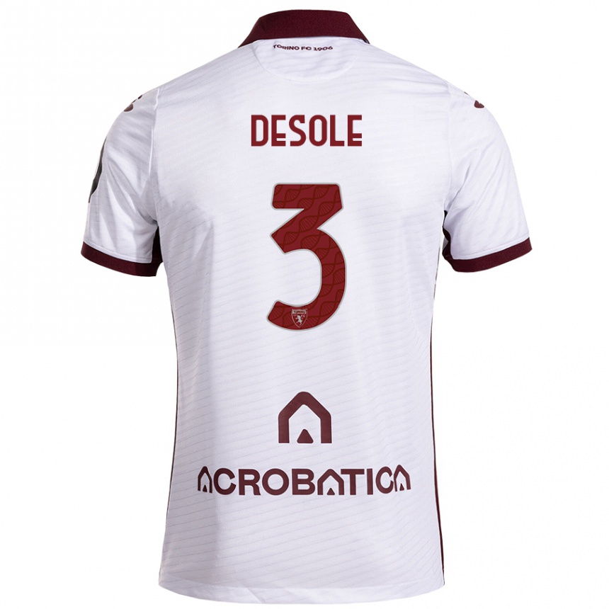 Enfant Football Maillot Fabio Desole #3 Blanc Marron Tenues Extérieur 2024/25