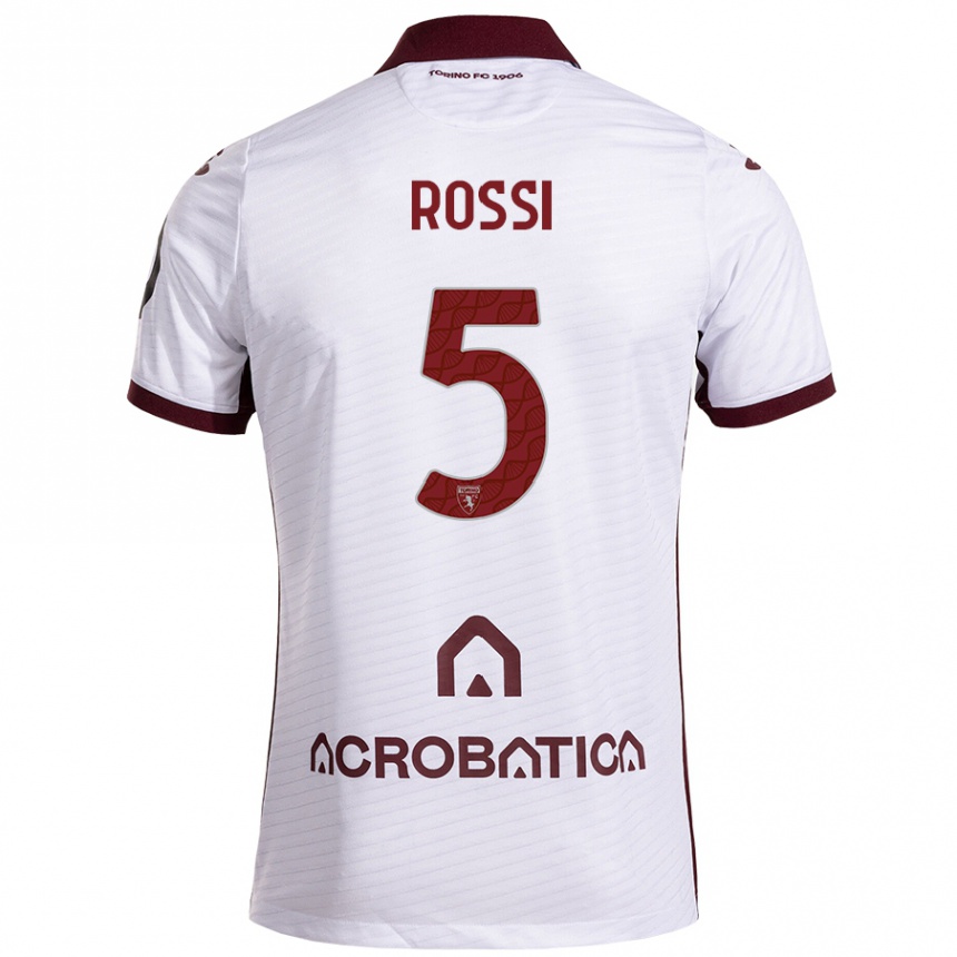 Enfant Football Maillot Simone Rossi #5 Blanc Marron Tenues Extérieur 2024/25