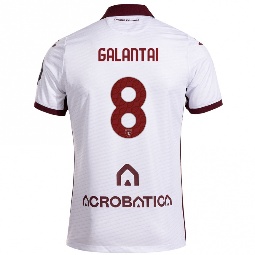 Enfant Football Maillot Tamás Galántai #8 Blanc Marron Tenues Extérieur 2024/25