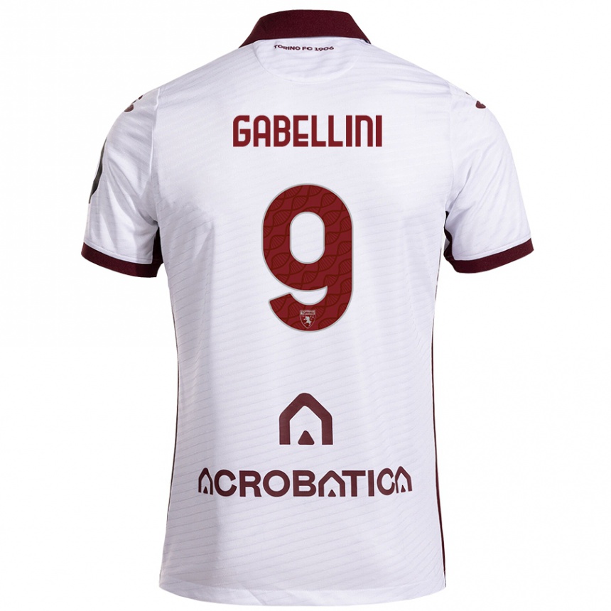 Enfant Football Maillot Tommaso Gabellini #9 Blanc Marron Tenues Extérieur 2024/25