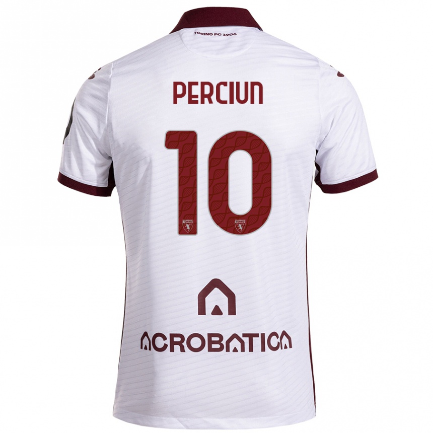 Enfant Football Maillot Sergiu Perciun #10 Blanc Marron Tenues Extérieur 2024/25