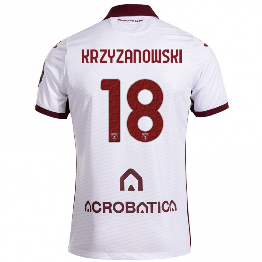 Enfant Football Maillot Jakub Krzyzanowski #18 Blanc Marron Tenues Extérieur 2024/25