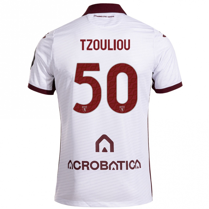 Enfant Football Maillot Dimitrianos Tzouliou #50 Blanc Marron Tenues Extérieur 2024/25