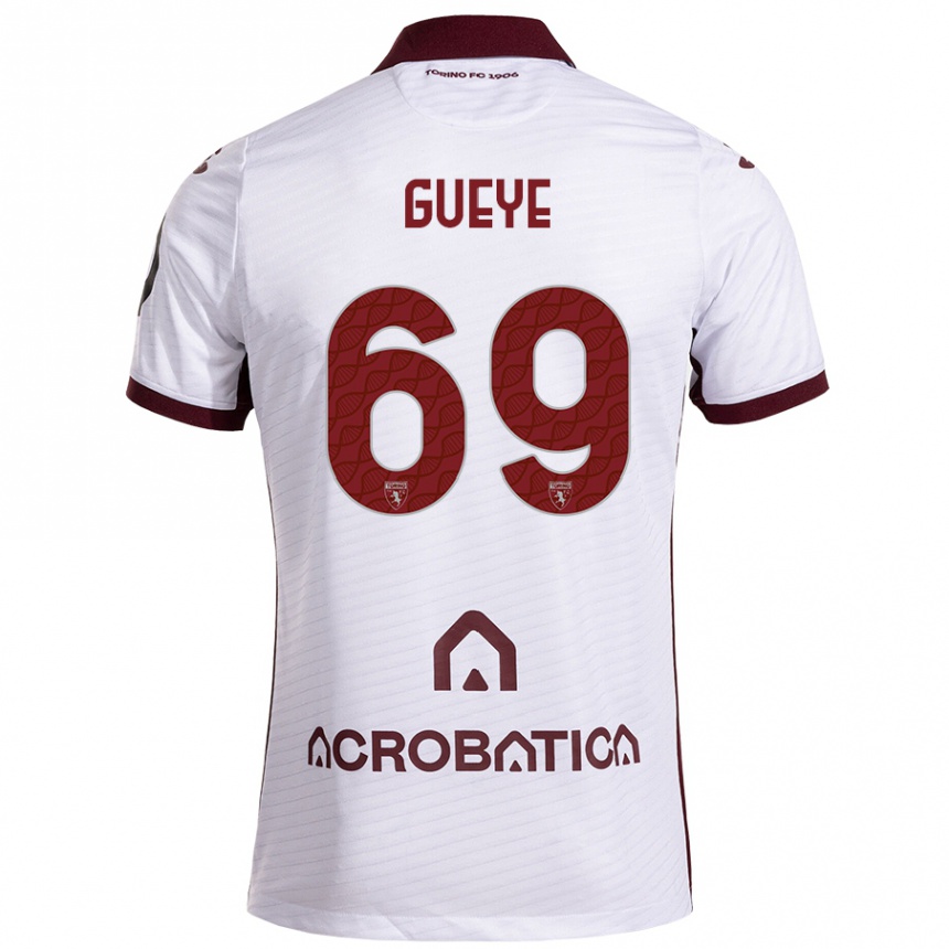 Enfant Football Maillot Ousmane Gueye #69 Blanc Marron Tenues Extérieur 2024/25