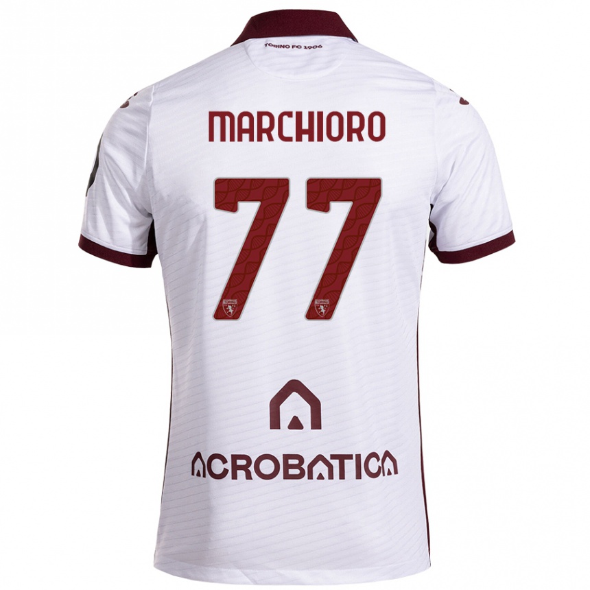 Enfant Football Maillot Raffaele Marchioro #77 Blanc Marron Tenues Extérieur 2024/25