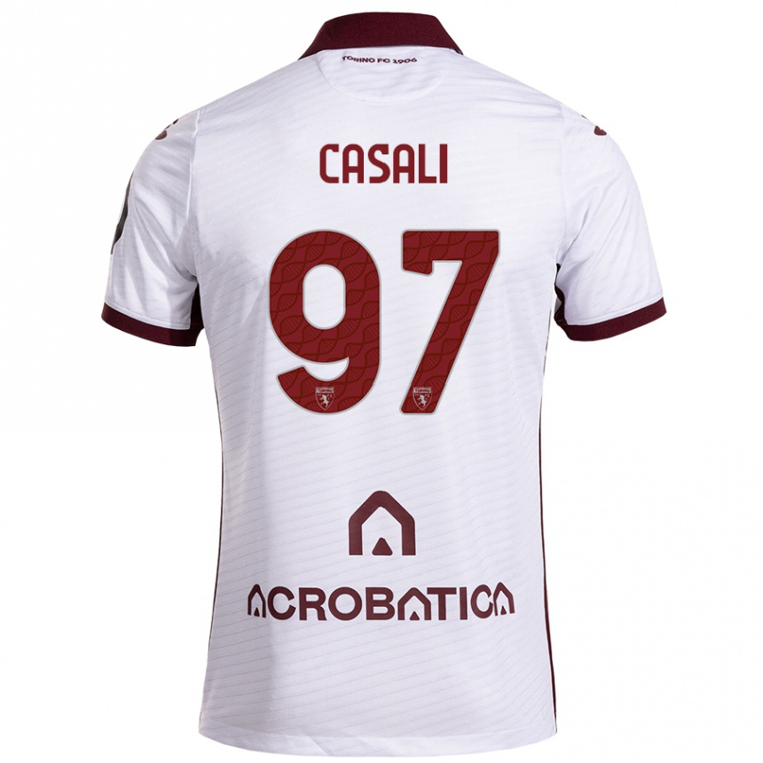 Enfant Football Maillot Michele Casali #97 Blanc Marron Tenues Extérieur 2024/25