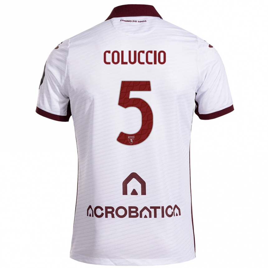 Enfant Football Maillot Francesca Coluccio #5 Blanc Marron Tenues Extérieur 2024/25