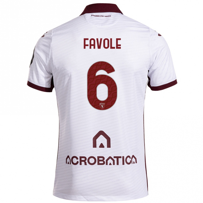 Enfant Football Maillot Stefania Favole #6 Blanc Marron Tenues Extérieur 2024/25